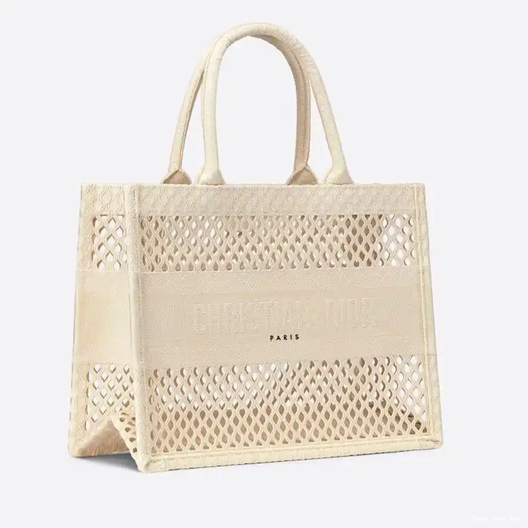 Cheap Dior Bag Mesh Canvas Motif Book Dior Tote Beige 0501